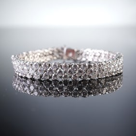 Fantasia by DeSerio Silver-Tone CZ Tennis Style Bracelet