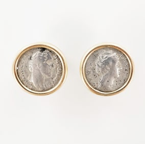 14K Gold Ancient Roman Coin Earrings