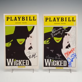 2pc Wicked Broadway Playbills, Cast-Signed