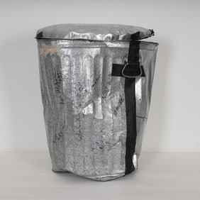 STOMP Broadway Cast & Crew signed Metal Trash Can