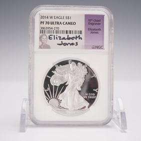 2014-W Silver Eagle $1 NGC Graded PF70 Ultra Cameo Elizabeth Jones Signed
