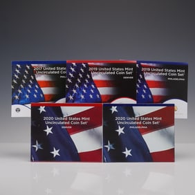 5pc 2017, 2029 & 2020 U.S. Mint Uncirculated Coin Sets