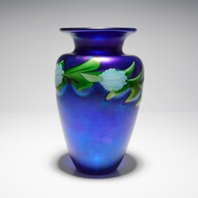 Orient & Flume Iridescent Floral Art Glass Vase