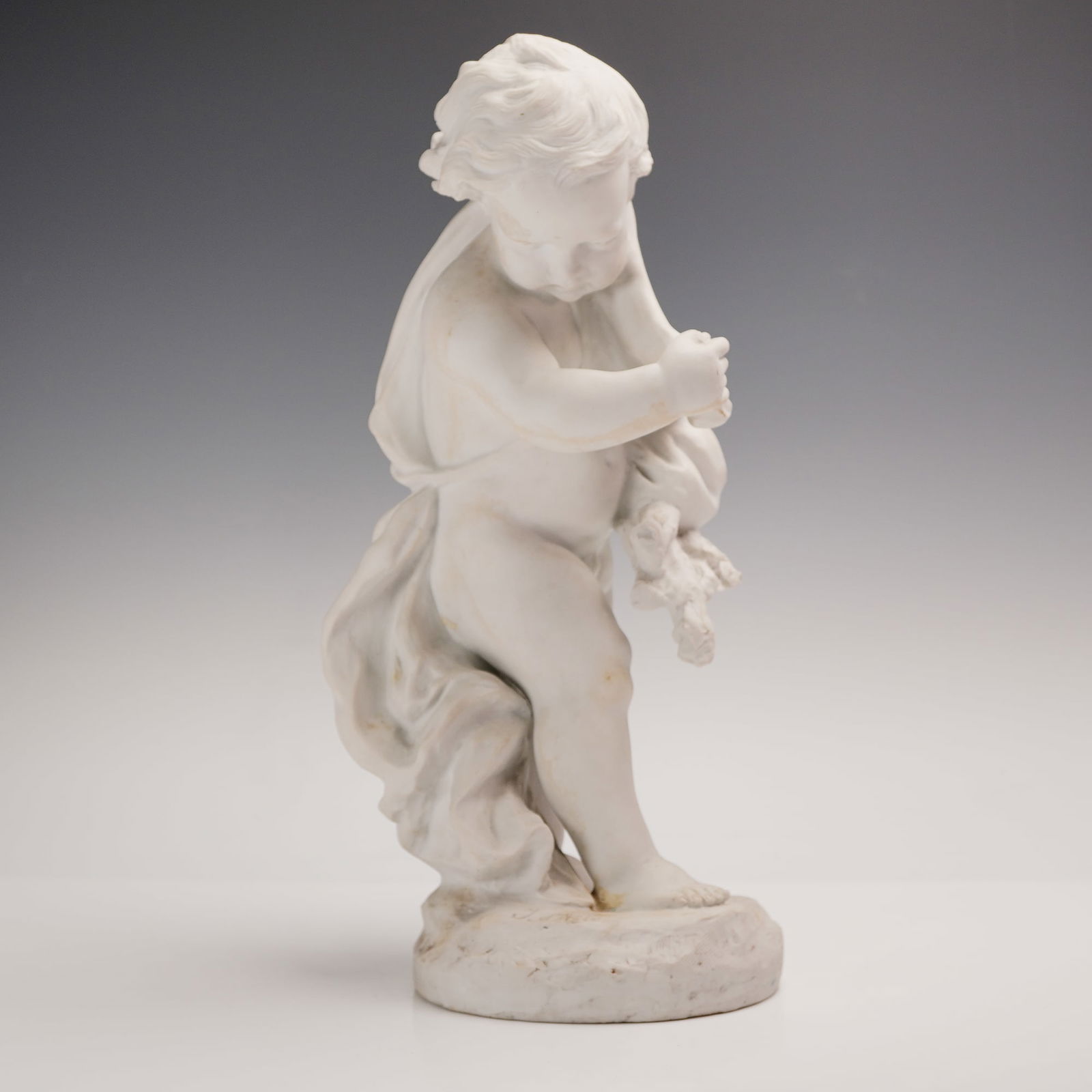 After Joseph d'Aste, Parian-Style White Bisque Putto Draped in Cloak (1 of 6)