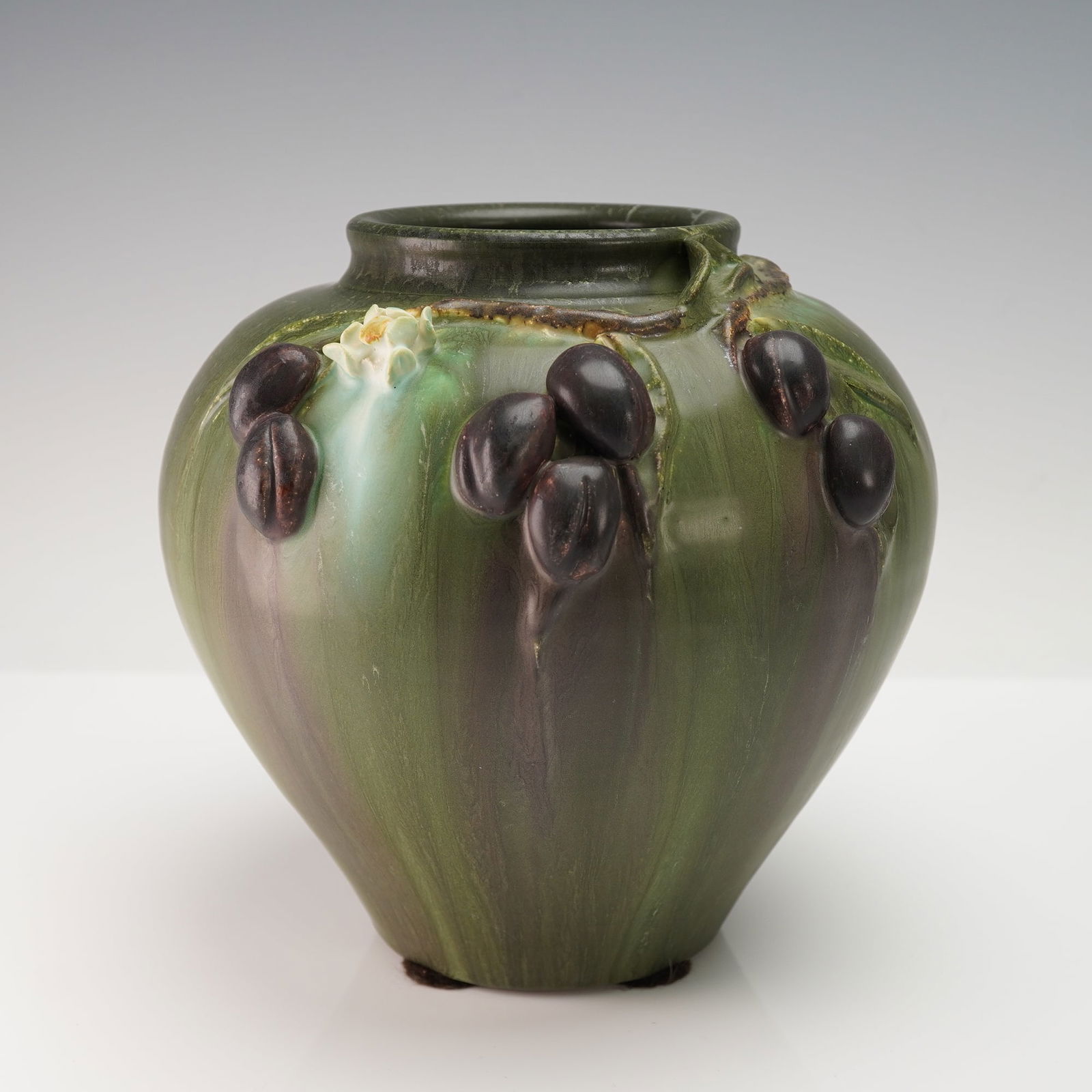 Ephraim Faience Pottery Vase, Flowering Plum (1 of 5)