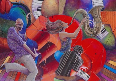 Marcus Glenn (American b.1968) Seriolithograph on Paper, Love That Jazz