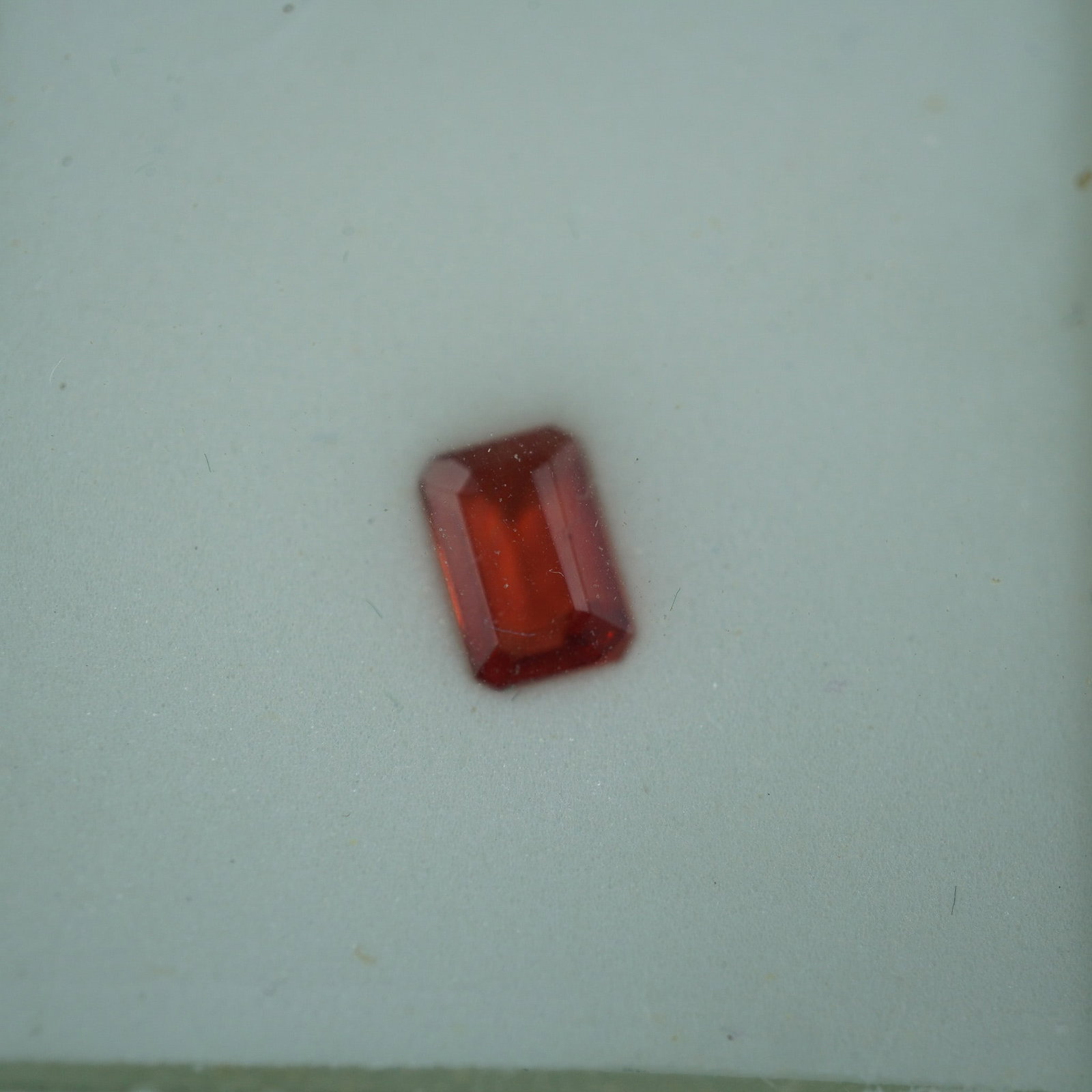 0.38 CT Orange-Red Labradorite Emerald Cut Gemstone (1 of 2)