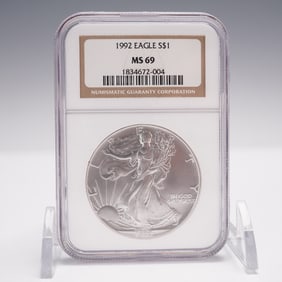 1992 American Silver Eagle Type 1 Dollar NGC Graded MS69
