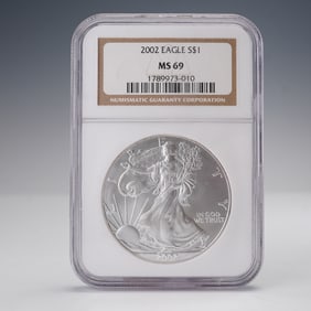 2002 American Silver Eagle Dollar Coin NGC Graded MS 69