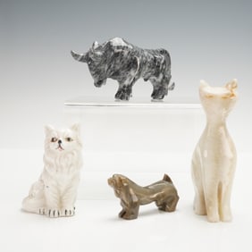 4pc Stone and Porcelain Animal Figurines
