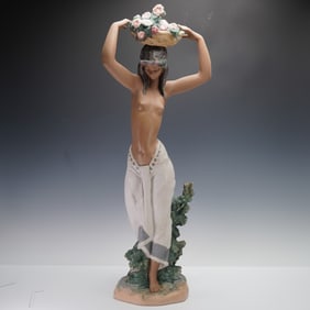 Lladro Gres Porcelain Sculpture, Native Woman 01013502