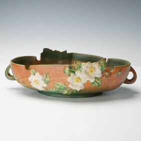 Roseville Pottery Console Bowl, White Rose