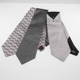 3pc Bloomies, Bernini, and Nautica Black and White Neck Ties