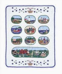 Maine Folk Art Pictorial Applique Quilt