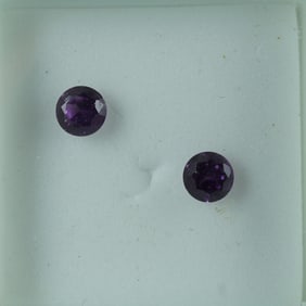 Pair of Lab Alexandrite Round Cut Gemstones, 1.20 CTW