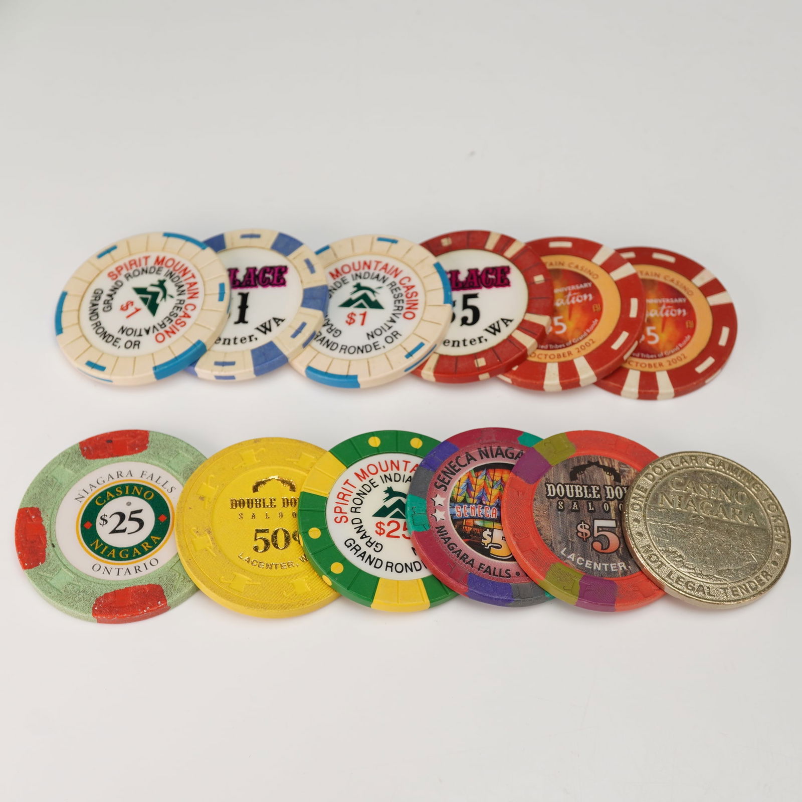 12pc Casino Chips and Tokens- Spirit Mountain, Double Down & Niagara Falls (1 of 3)