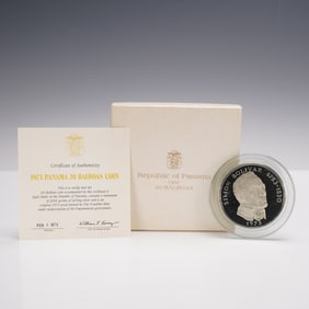 1973 Republic of Panama 20 Balboas Simon Bolivar Commemorative Silver Coin