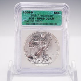 2006-P American Silver Eagle Type 1 Dollar ICG Graded RP69 DCAM