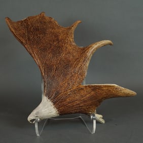 Soaring Eagle Antler Carving by Smokey Mountain Fireplaces