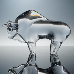 Daum Crystal Bison Sculpture