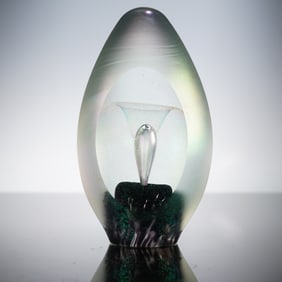 Robert Eickholt Studio Iridescent Frosted Art Glass Paperweight
