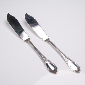 2pc Buccellati Sterling Silver Fish Knives, Monte Mario Pattern