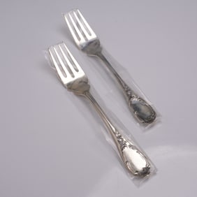 2pc Buccellati Sterling Silver Fish/Salad Forks, Monte Mario Pattern