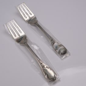 2pc Buccellati Sterling Silver Fish/Salad Forks, Monte Mario Pattern