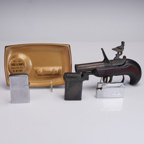 5pc Vintage Lighters and Advertising Ashtray