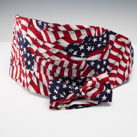 2pc Mango Man Cummerbund and Bow Tie Set, American Flag Pattern