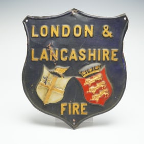 London and Lancashire Fire Insurance Pressed Metal Advertising Plaque