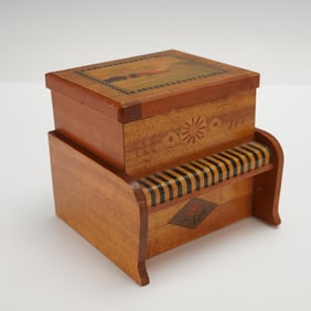 Inlay Mechanical Wooden Cigarette Dispenser with Piano Form Base