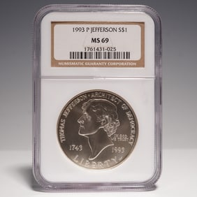 1993-P Thomas Jefferson Silver Dollar NGC Graded MS 69