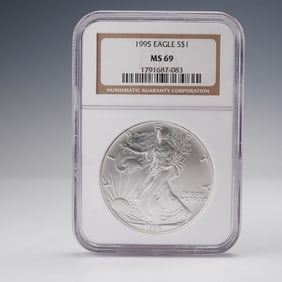 1995 American Silver Eagle Dollar Coin NGC Graded MS 69