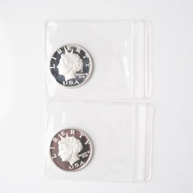 2pc 2003 1/2 Troy Ounce Five Dollar Silver Rounds