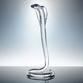 Daum France Crystal Cobra Sculpture