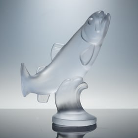 Sevres Crystal Leaping Fish Sculpture