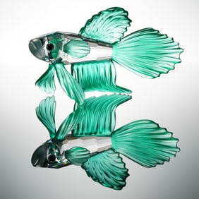 Swarovski Crystal Figurine, Green Siamese Fighting Fish