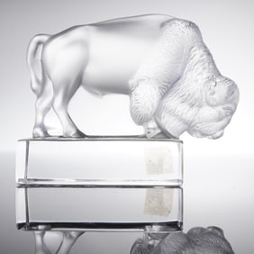 Lalique Crystal Bison Paperweight