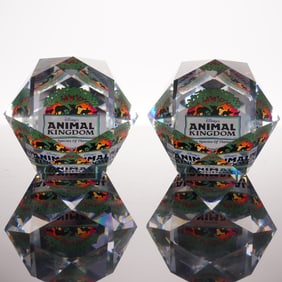 Pair of Swarovski Crystal Paperweights, Disney Animal Kingdom