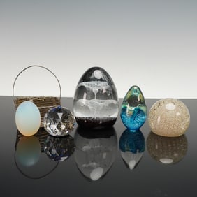 6pc Caithness Glass, Glass Eye Studio & Assorted Crystal Paperweights