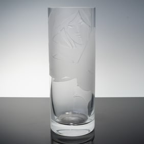 Naked Woman Frosted Art Glass, Artist Signed