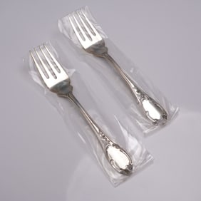 2pc Buccellati Sterling Silver Fish/Salad Forks, Monte Mario Pattern