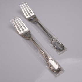2pc Buccellati Sterling Silver Fish/Salad Forks, Monte Mario Pattern