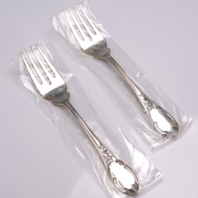 2pc Buccellati Sterling Silver Fish/Salad Forks, Monte Mario Pattern