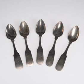 5pc Gorham & Webster Coin Silver Flatware, Teaspoons