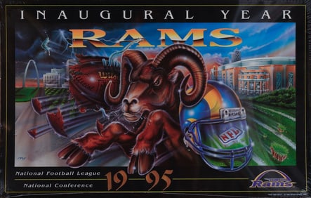 1995 St. Louis Rams Inaugural Year Rams Attitude Commemorative Poster