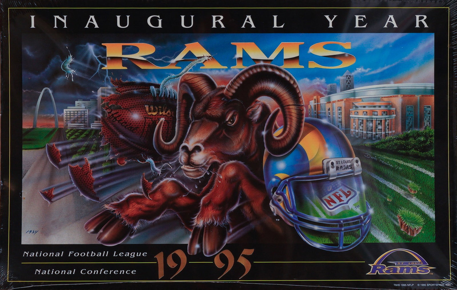 1995 St. Louis Rams Inaugural Year Rams Attitude Commemorative Poster (1 of 5)