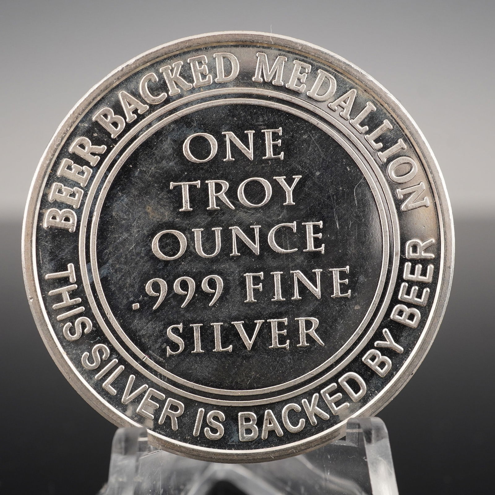 One Troy Ounce .999 Fine Silver Universal Beer Medallion (1 of 2)