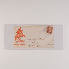 Harlan's Regiment Light Cavalry Civil War Patriotic Envelope with Stamp